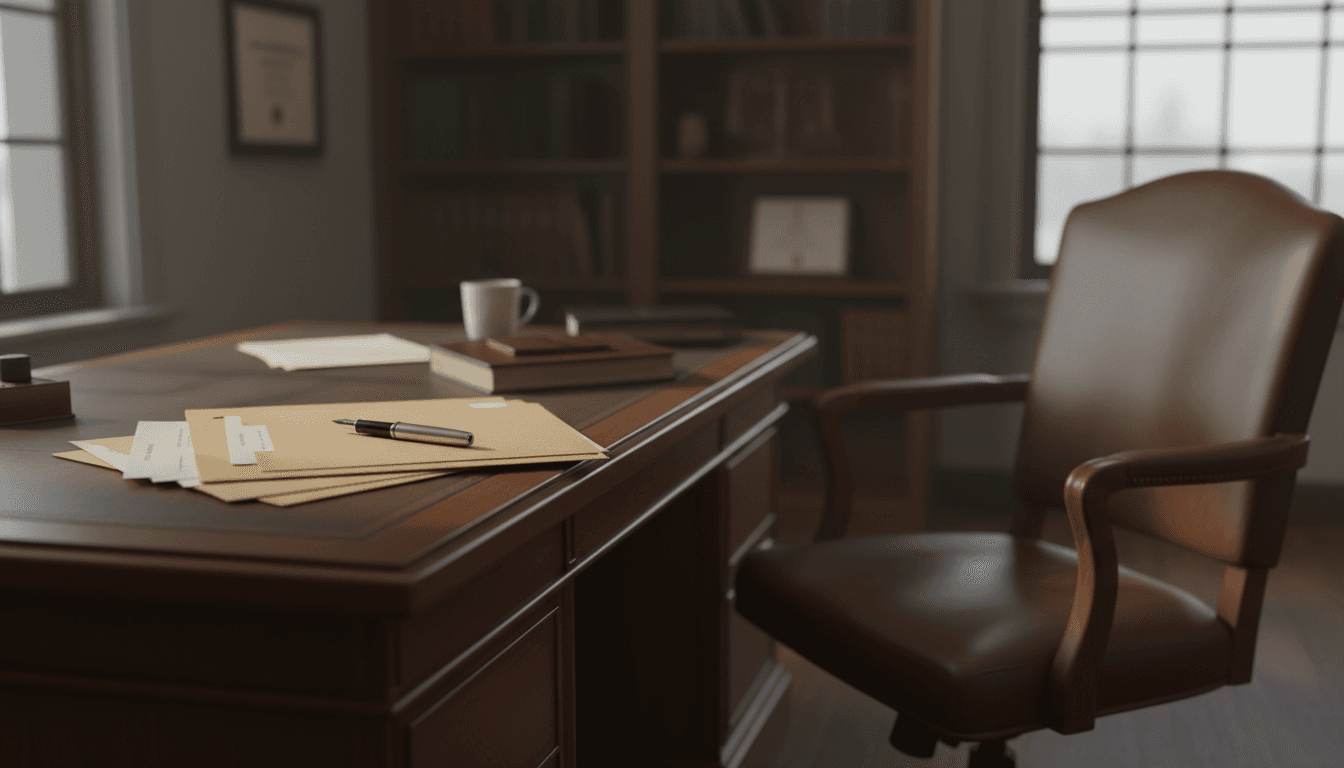 Open file folder on an attorney's desk